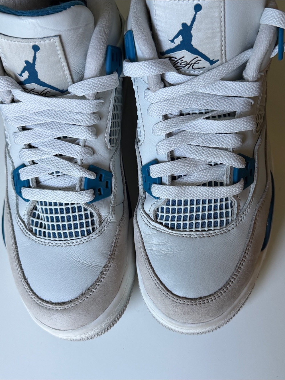 Nike Air Jordan 4 Retro Military Blue GS White Blue Sneakers Size6.5Y HF4281-141 - Picture 11 of 14